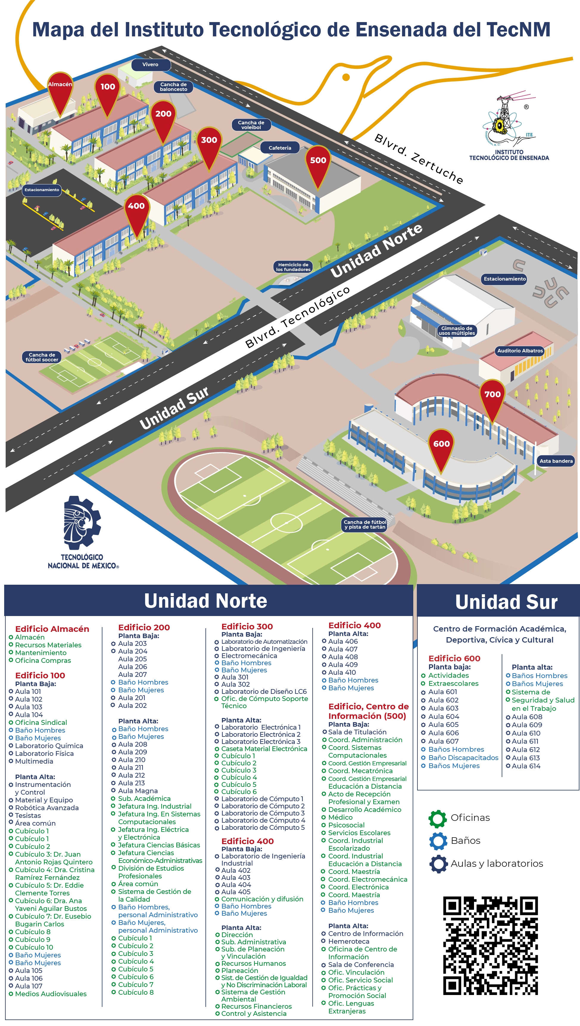 Mapa del Instituto Tecnológico de Ensenada del TecNM – Tecnológico Nacional de México Campus 